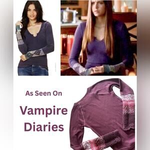 ASO Vampire Diaries - Free People RARE Kombucha Cuff Thermal LS Top, Rose, S